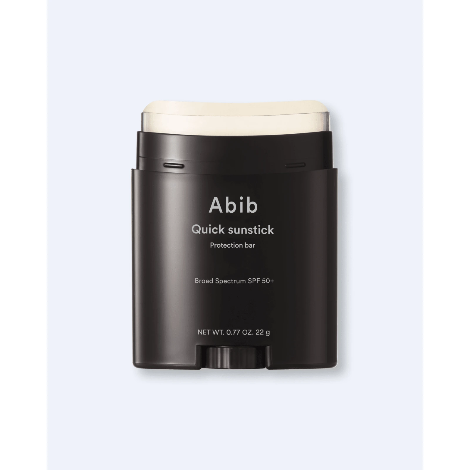 Abib Quick Sunstick with the cap removed showing the white balm bar