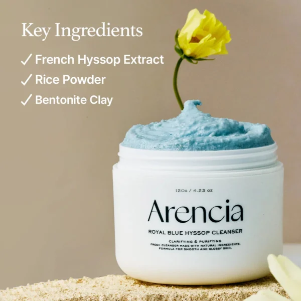 Arencia Blue Hyssop Cleanser brand test claims: safe for sensitive skin, blackheads down 13 percent, 48 hour hydration