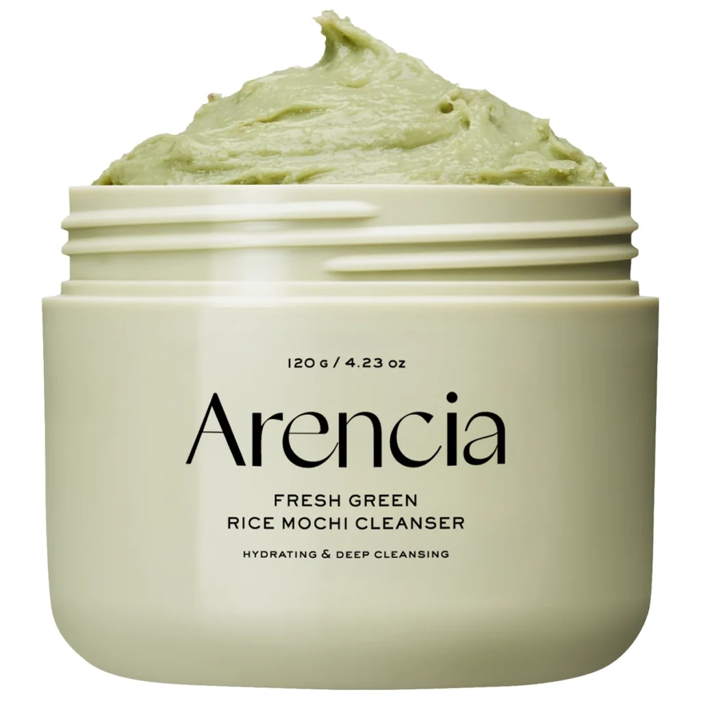 Arencia Fresh Green Rice Mochi Cleanser 120g jar with mochi texture