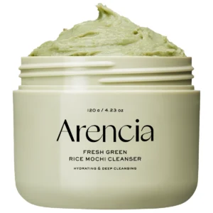Arencia Fresh Green Rice Mochi Cleanser 120g jar with mochi texture