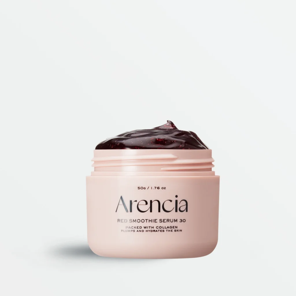 Arencia Red Smoothie Serum 30 50g jar with dark red jelly texture