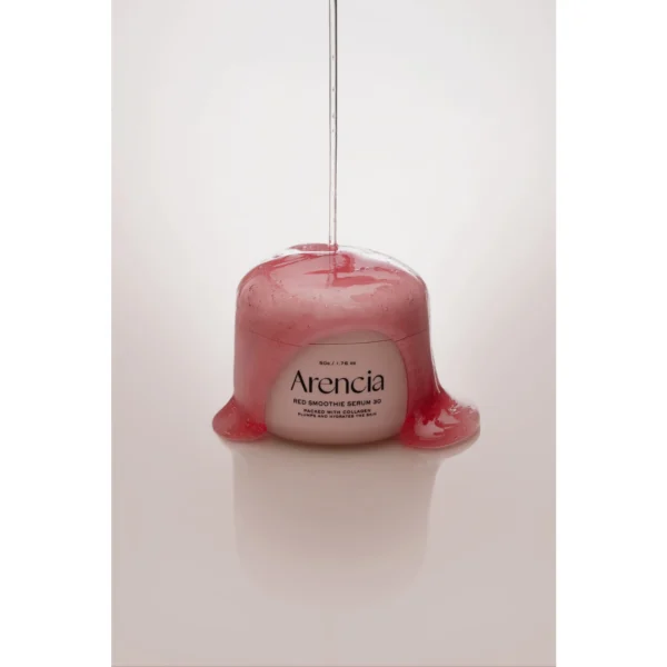 Arencia Red Smoothie Serum 30 jelly texture stretching from the jar