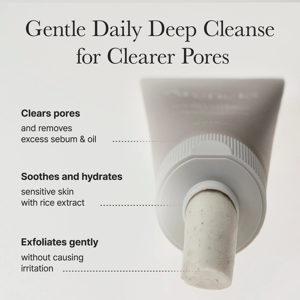 Arencia Rice LHA Cleanser claims: clears pores, soothes and hydrates, exfoliates gently without irritation