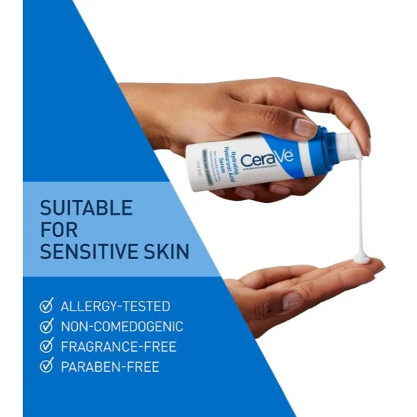 CeraVe Hyaluronic Acid Serum suitable for sensitive skin: allergy-tested, non-comedogenic, fragrance-free, paraben-free