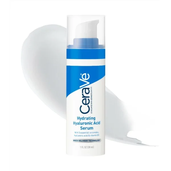 CeraVe Hyaluronic Acid Serum bottle with its lotion-like texture