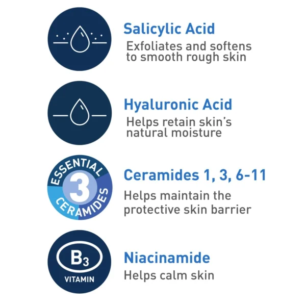 CeraVe SA Cleanser key ingredients: salicylic acid, hyaluronic acid, three essential ceramides and niacinamide