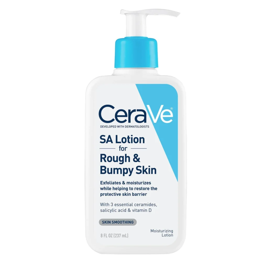CeraVe SA Lotion for Rough & Bumpy Skin 237 ml pump bottle, front label naming three essential ceramides, salicylic acid and vitamin D