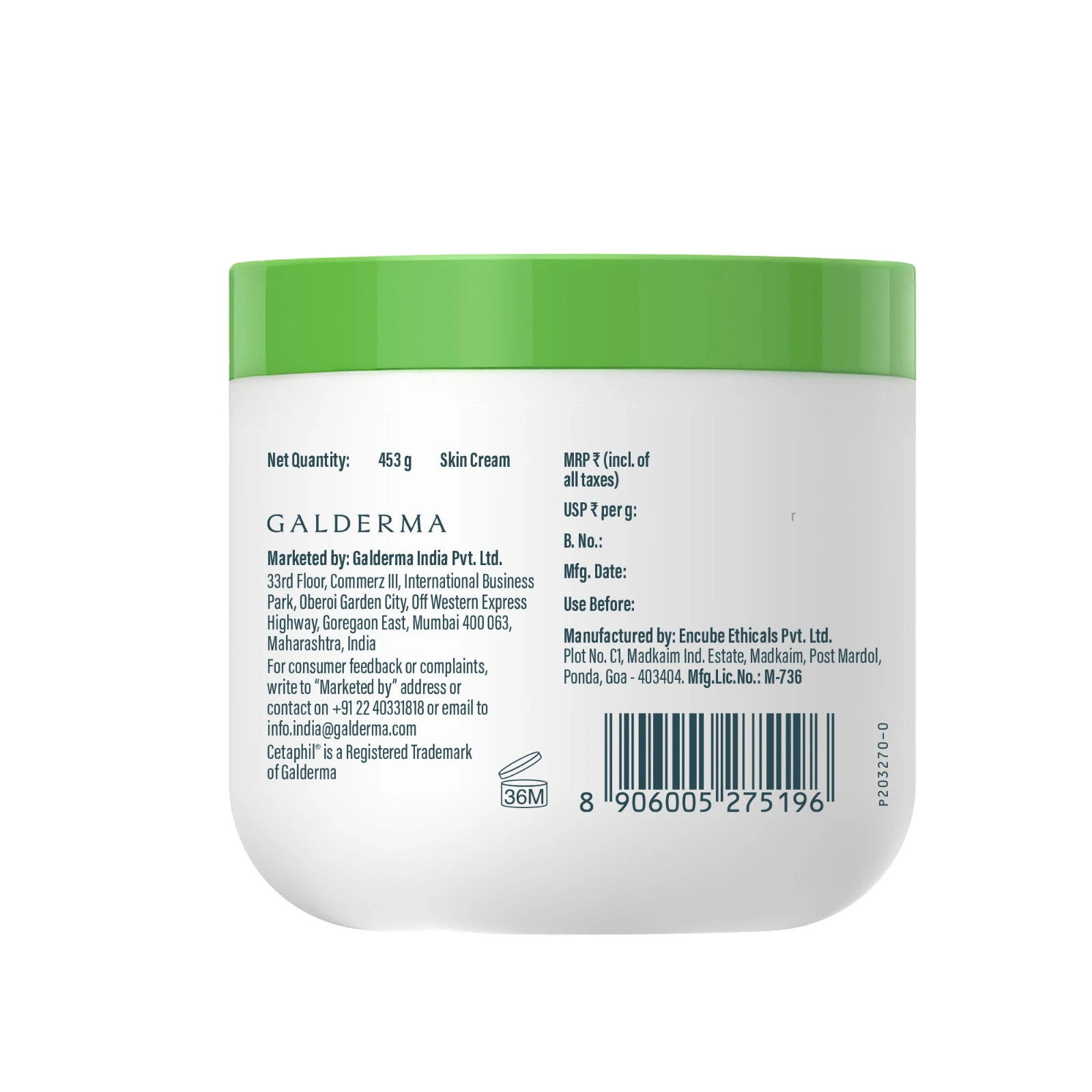 Cetaphil Moisturizing Cream back label with the printed ingredient list