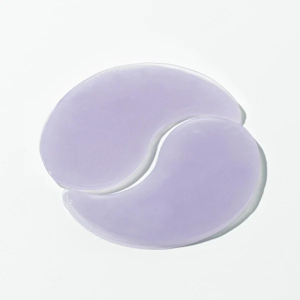 Two lavender hydrogel eye patches from the 60-patch jar