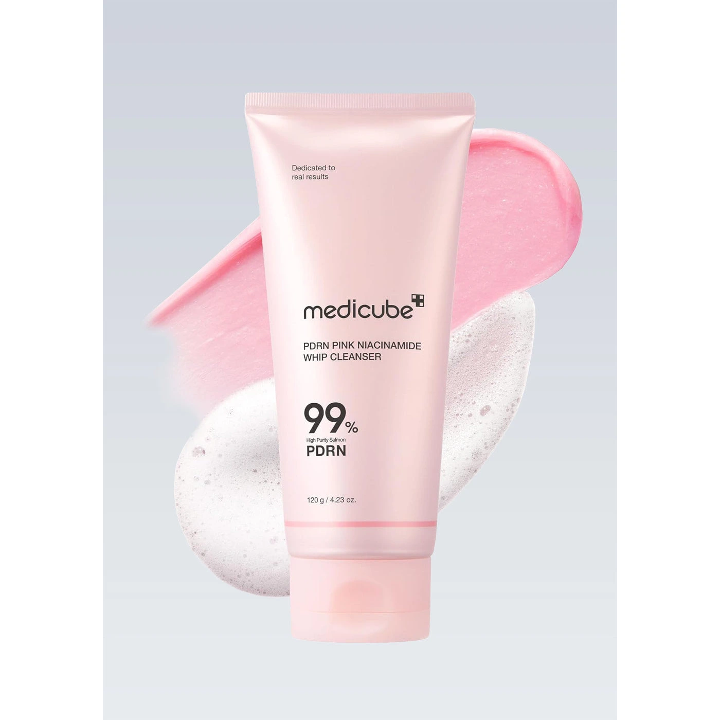 Medicube PDRN Whip Cleanser 120g pink tube marked 99 percent PDRN