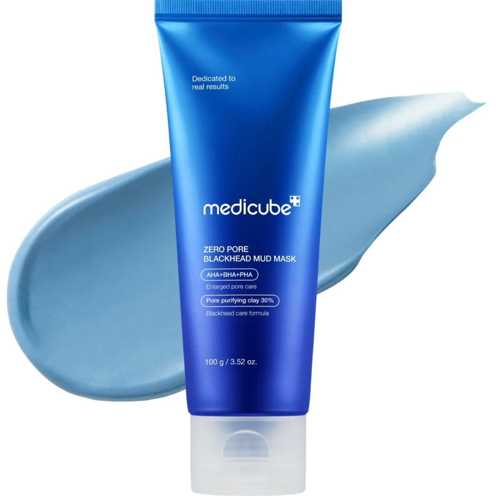 Medicube Zero Pore Blackhead Mud Mask 100g tube with blue clay texture