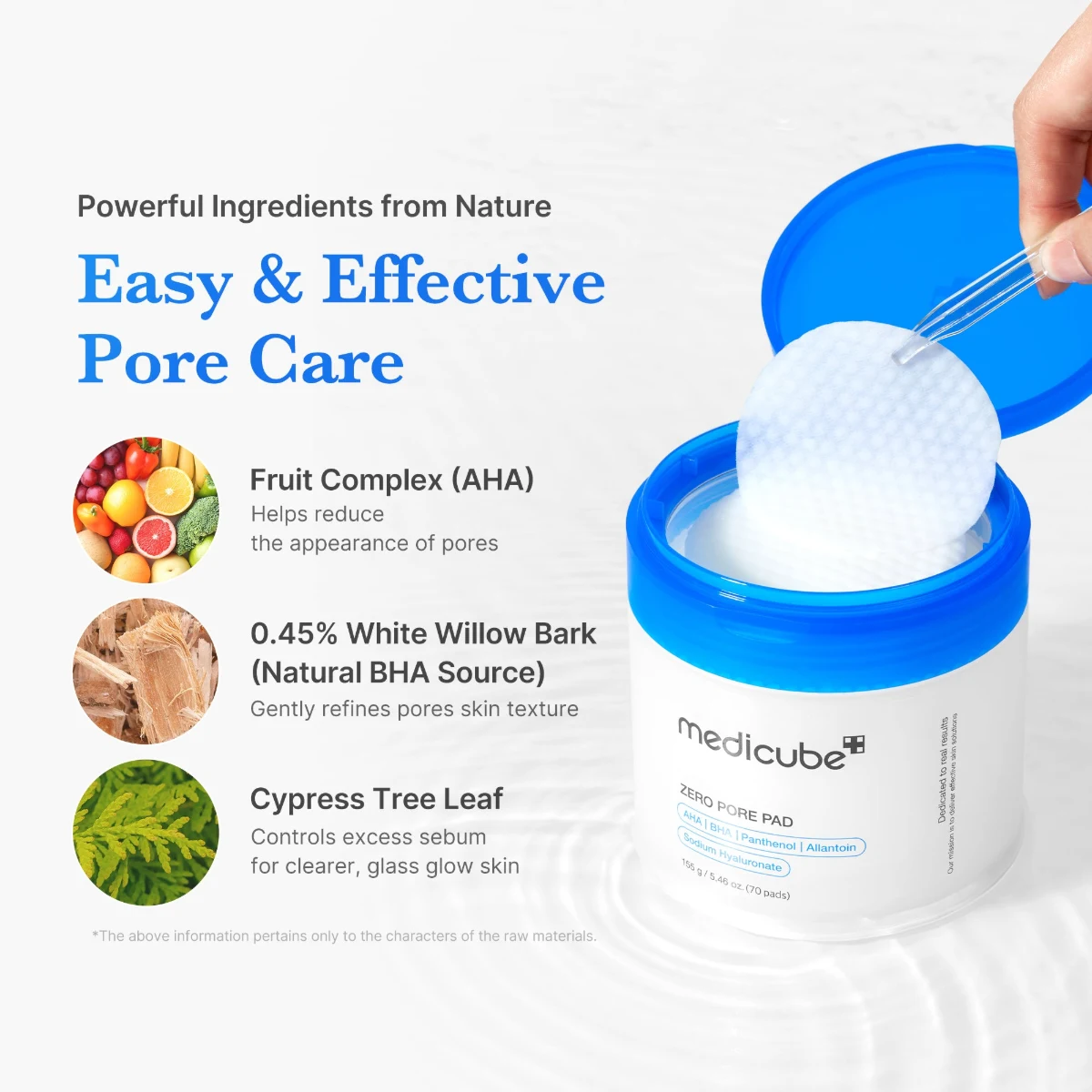 Medicube Zero Pore Pad pore care information graphic