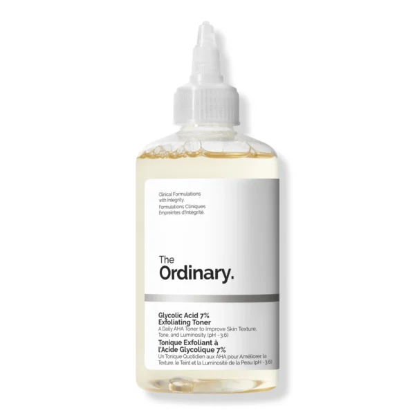 The Ordinary Glycolic Acid 7% Exfoliating Toner 240ml bottle, front of pack