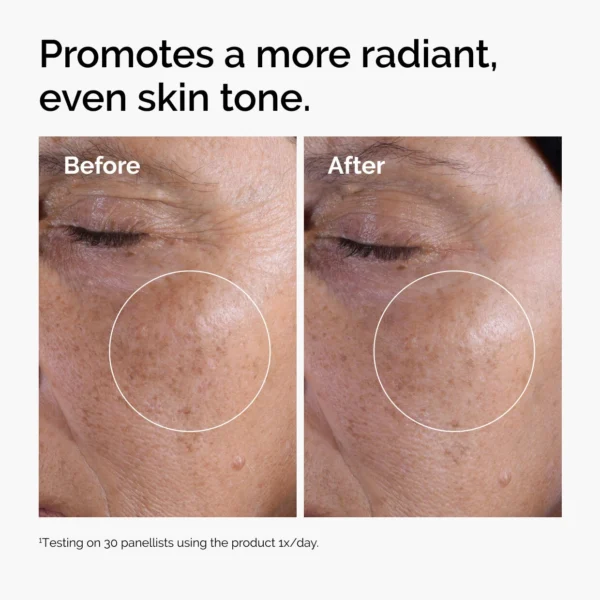 The Ordinary Glycolic Acid 7% before and after radiance test on 30 panellists