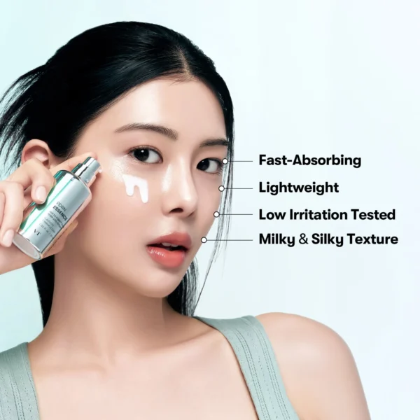 VT PDRN Essence 100 applied to the face, fast-absorbing milky texture