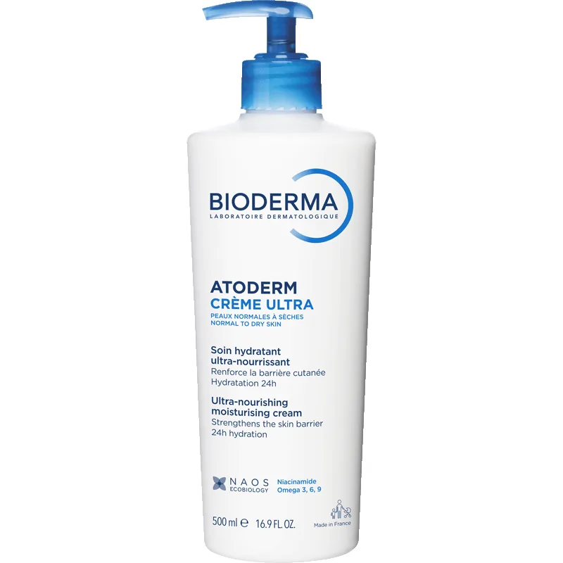 Bioderma Atoderm Ultra Cream 500ml pump black background