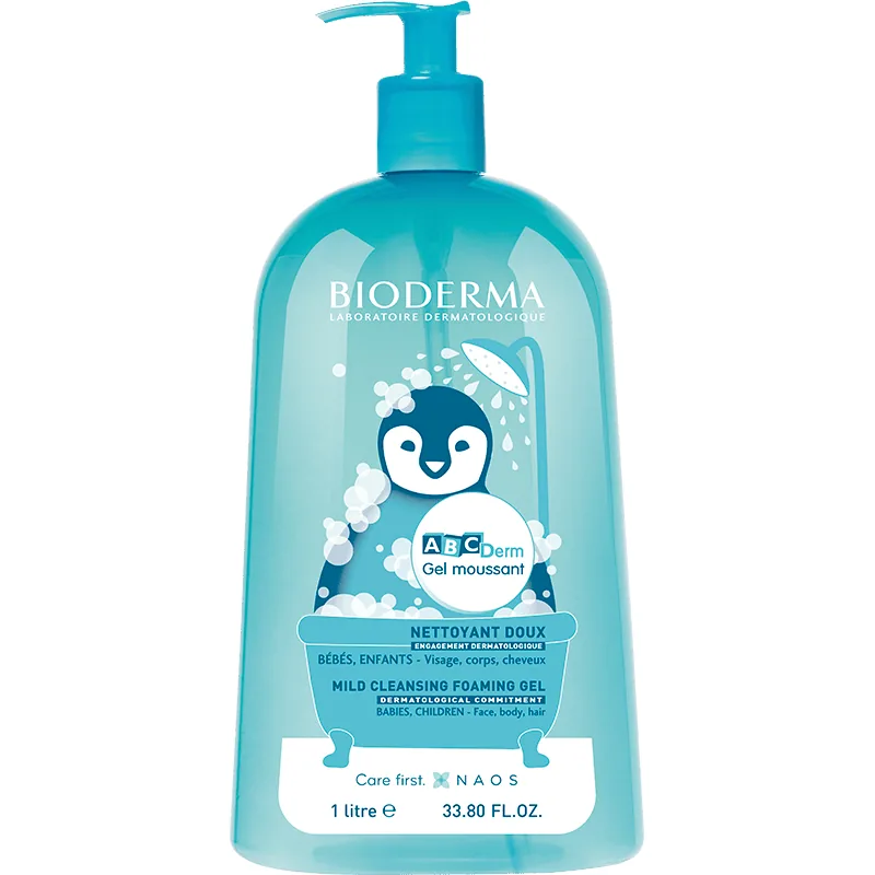 Bioderma ABCDerm Gel Moussant pump bottle line packshot