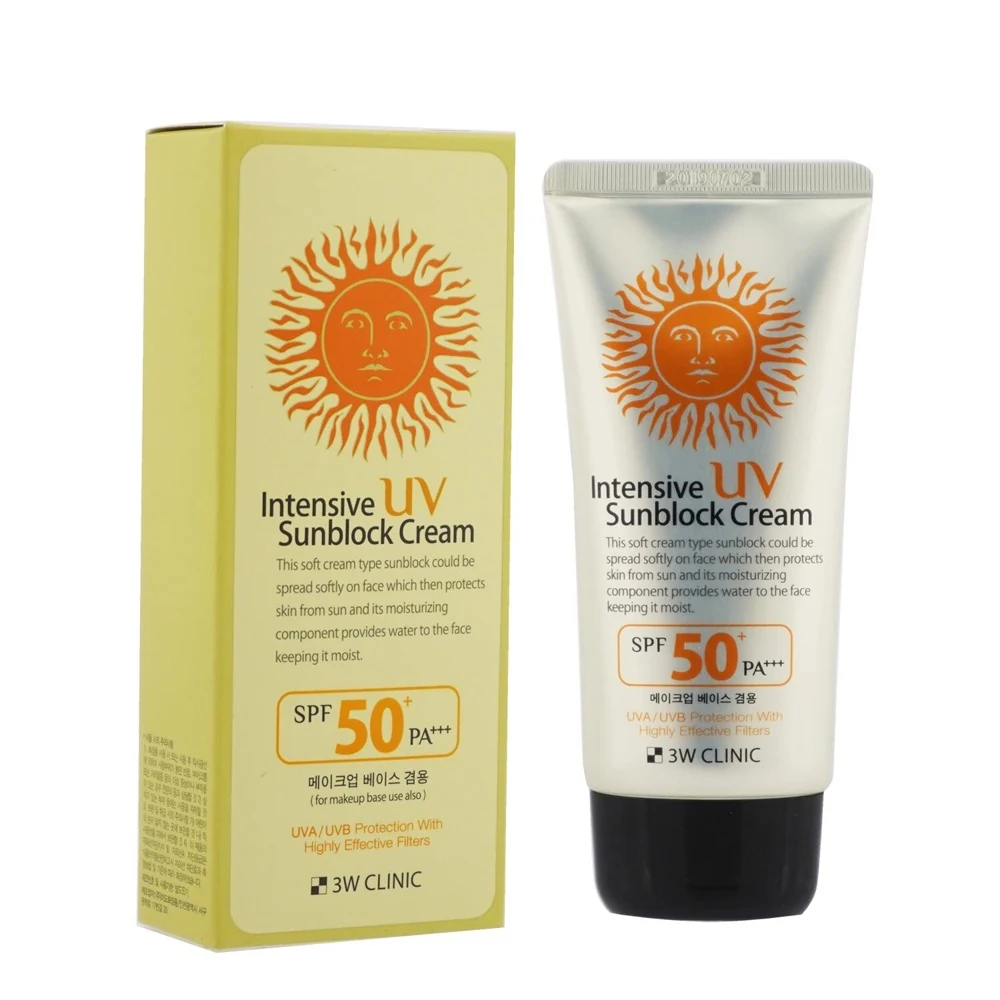3W Clinic Intensive UV Sunblock Cream SPF50+ PA+++ 70ml box and tube