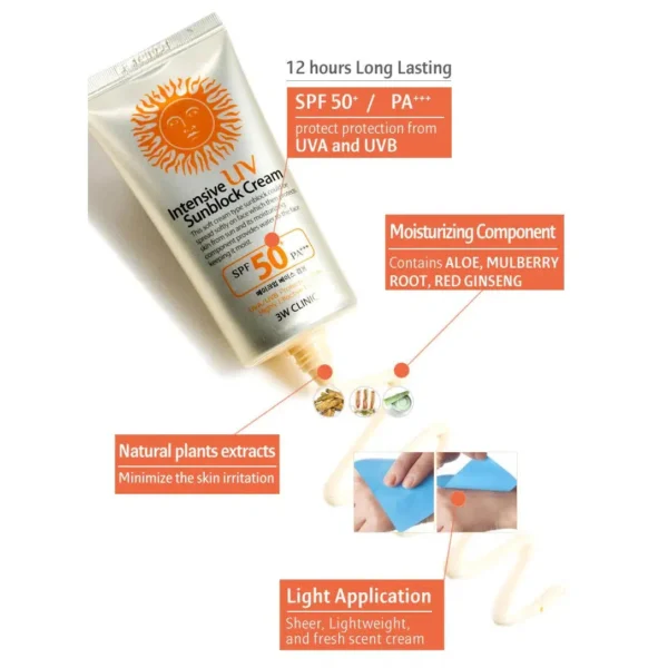 3W Clinic Intensive UV Sunblock Cream benefits aloe mulberry red ginseng