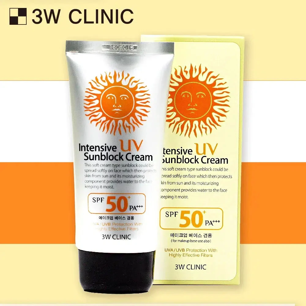 3W Clinic Intensive UV Sunblock Cream 70ml pack and tube studio