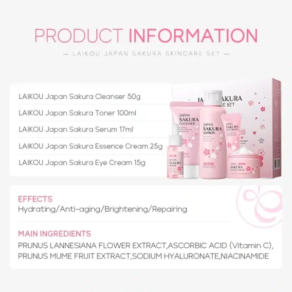 LAIKOU Japan Sakura Skin Care Set 5pcs image 3