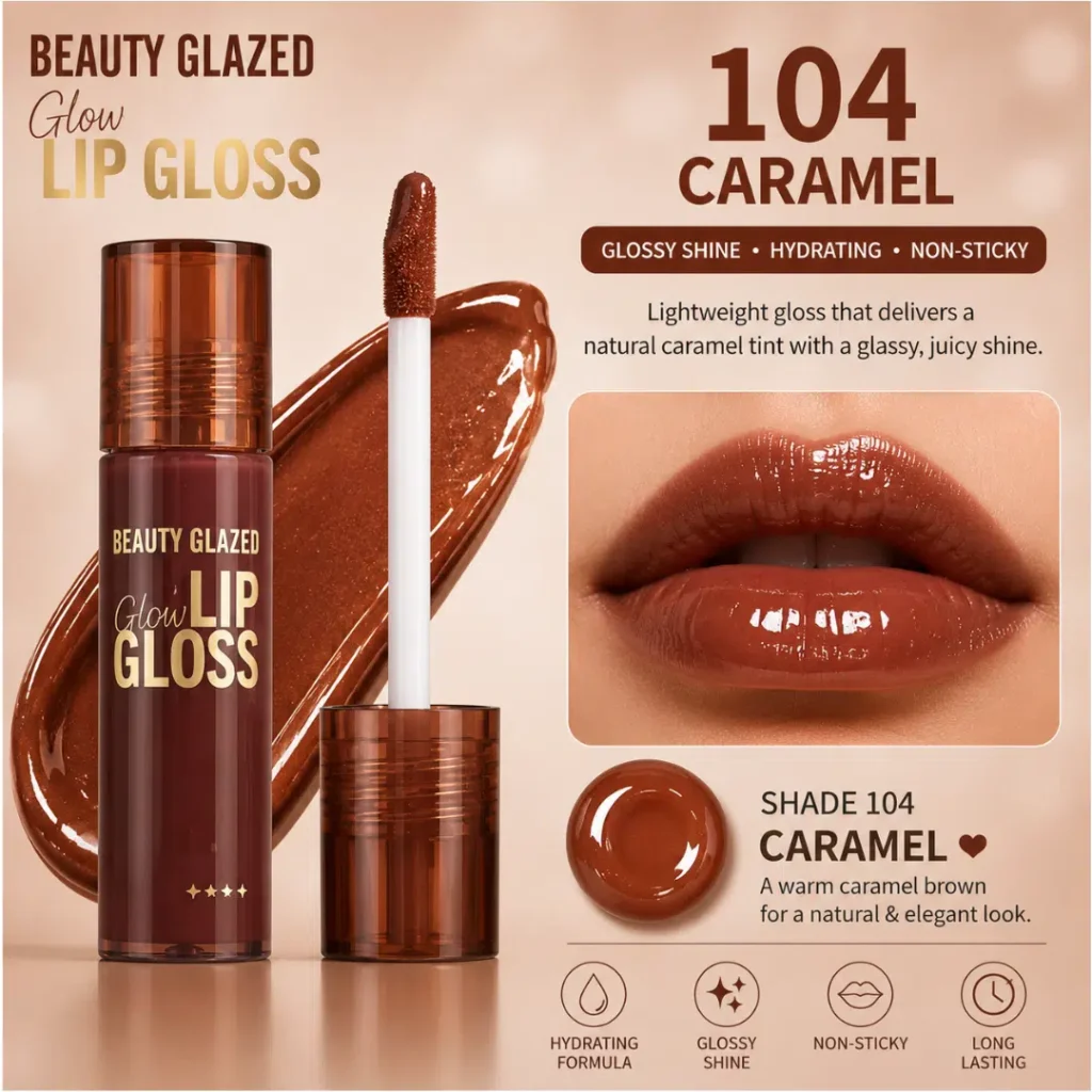 Beauty Glazed Glow Lip Gloss Caramel 104