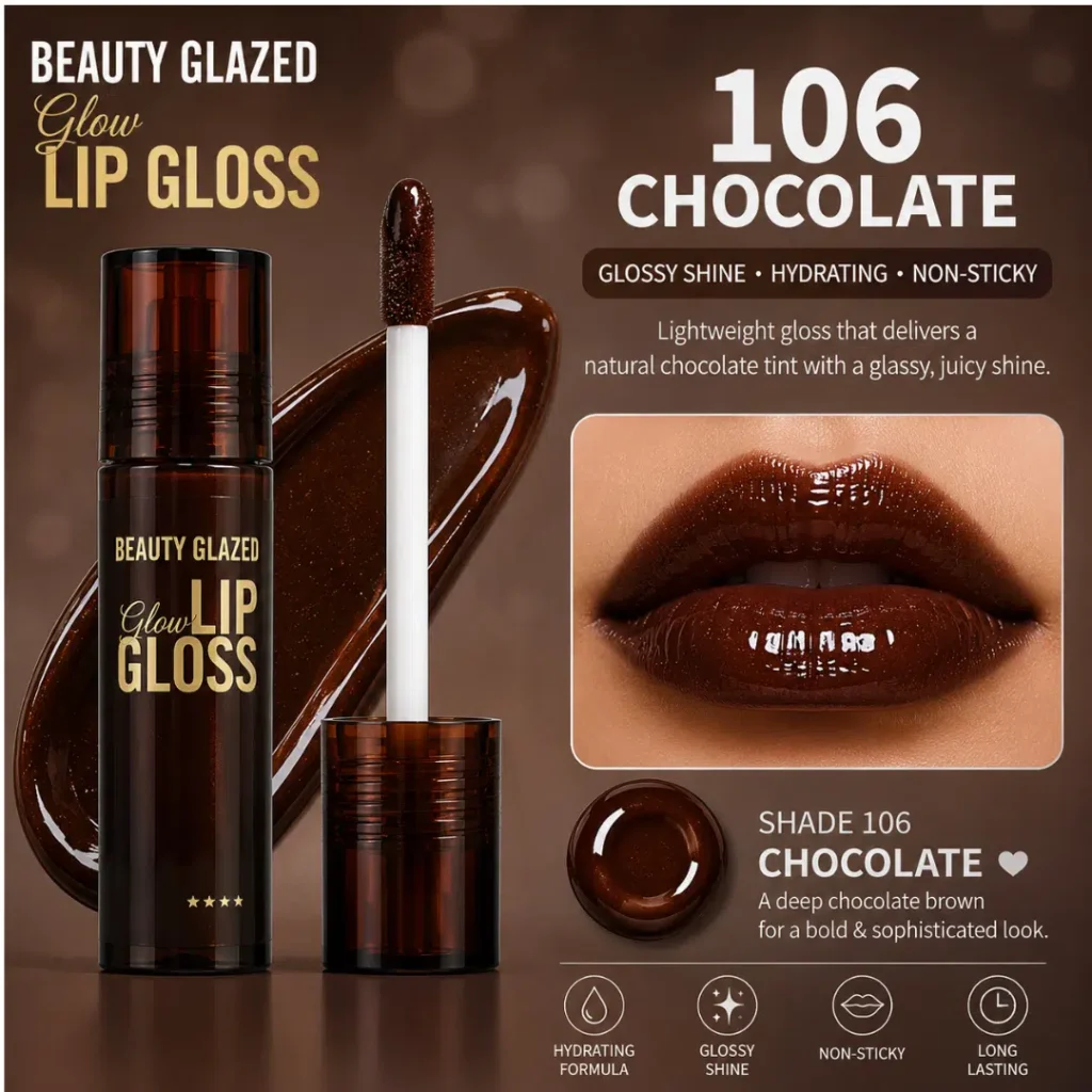 Beauty Glazed Glow Lip Gloss Chocolate 106
