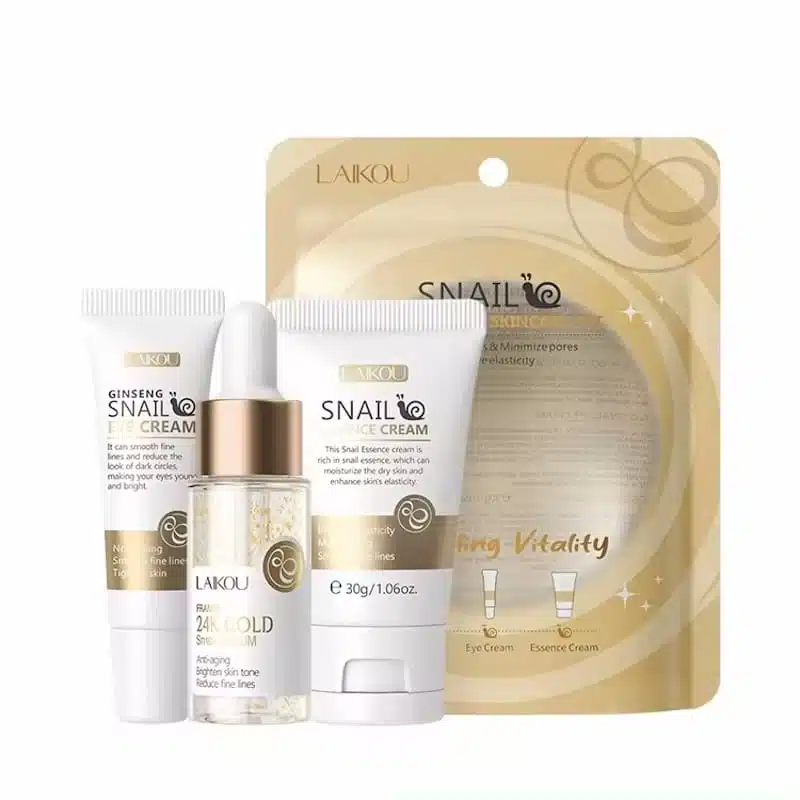 LAIKOU Snail Essence Skincare Set Moisturizing Travel Kit 3pcs