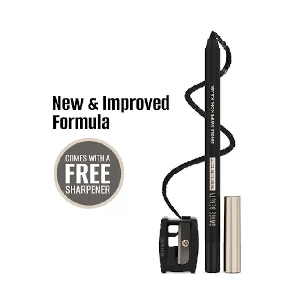 Swiss Beauty Single Kohl Kajal with Sharpener Inside – Raven Black 01