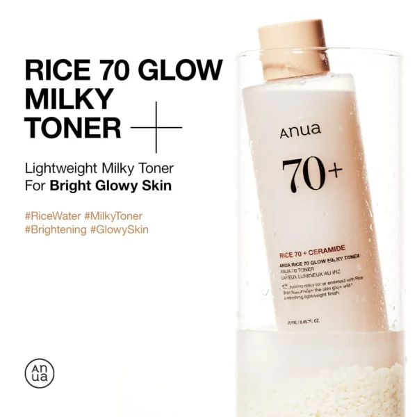 Anua Rice Toner hero rice water milky glow graphic