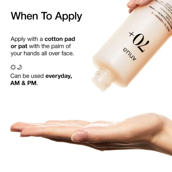 Anua Rice Toner how to use cotton pad or pat AM PM