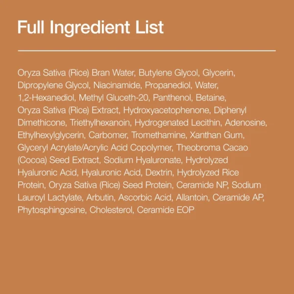 Anua Rice Toner official ingredient list graphic