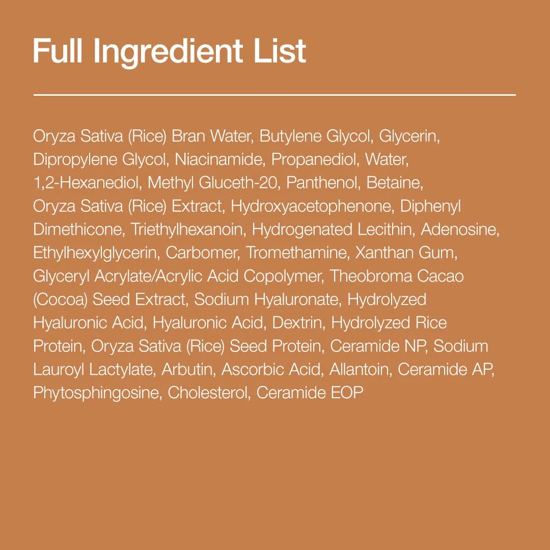 Anua Rice Toner official ingredient list graphic
