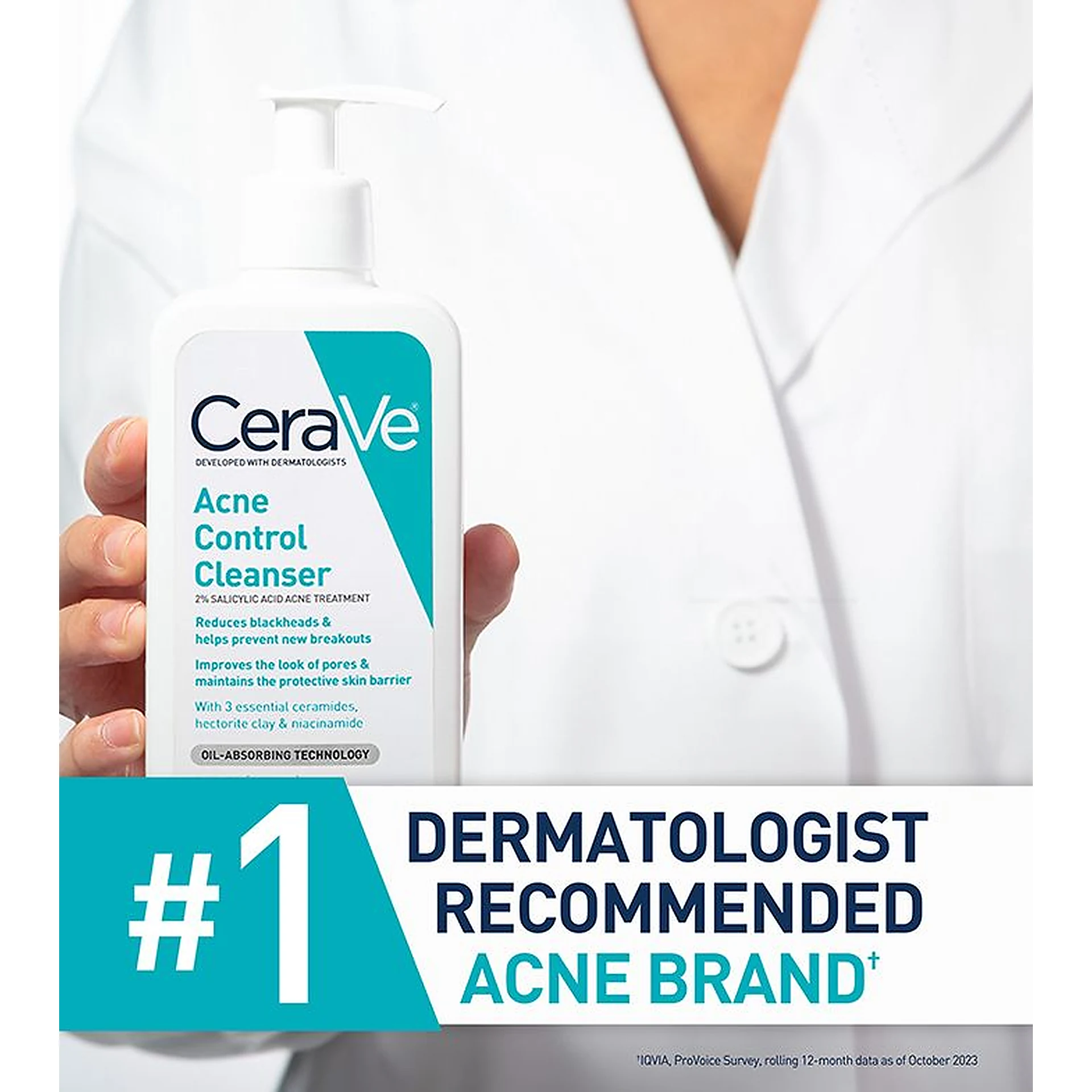 CeraVe Acne Control Cleanser dermatologist-recommended brand graphic