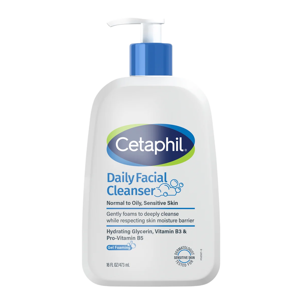 Cetaphil Daily Facial Cleanser 473ml bottle front without box official Malaysia