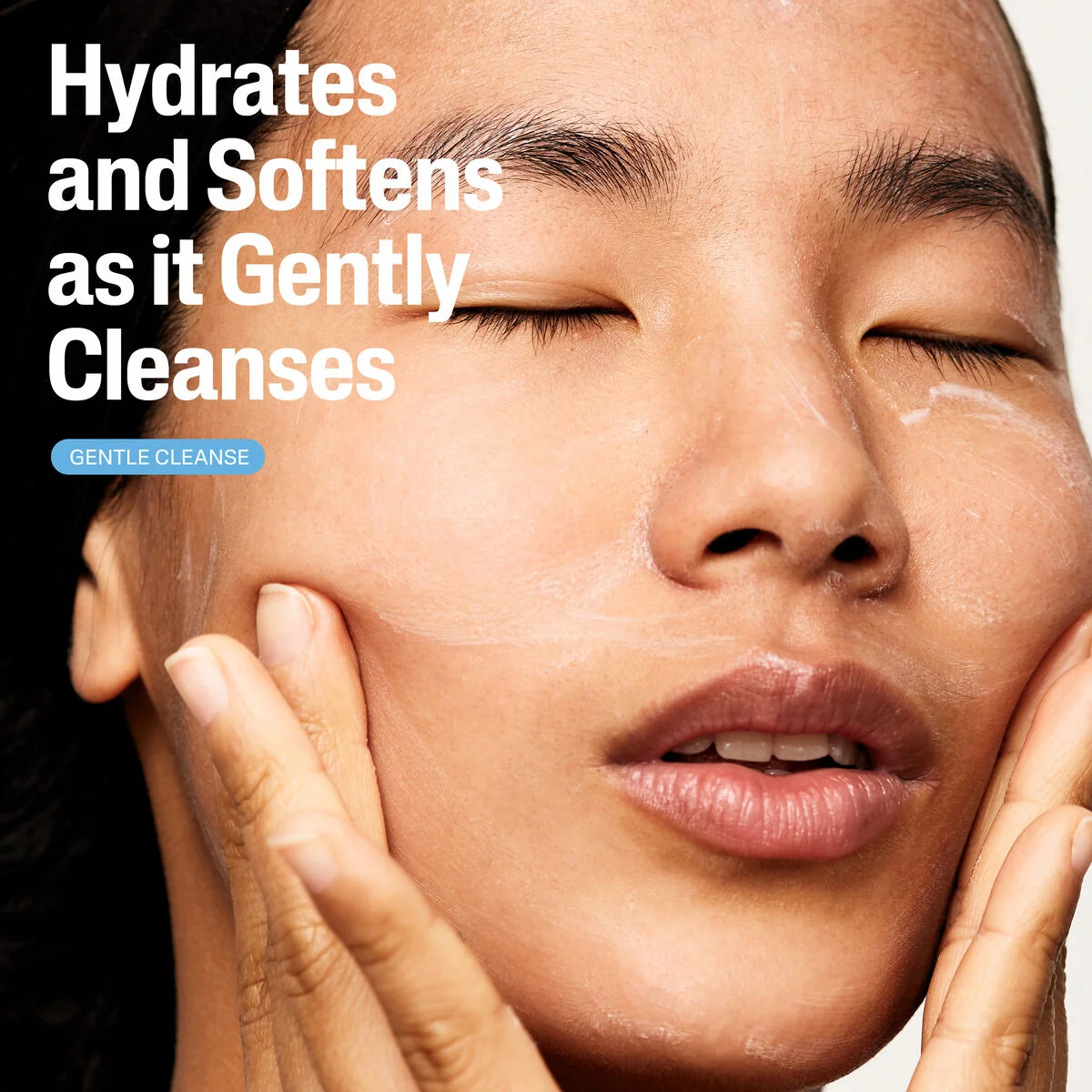 Cetaphil Gentle Skin Cleanser in use on face