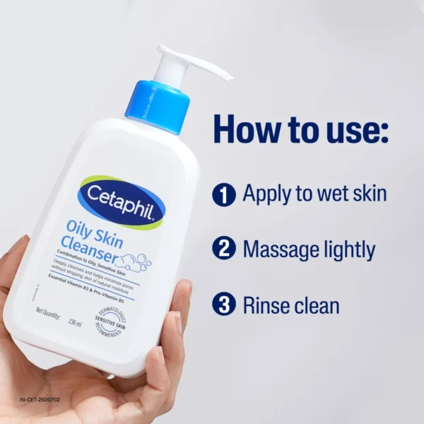 Cetaphil Oily Skin Cleanser how to use apply massage rinse