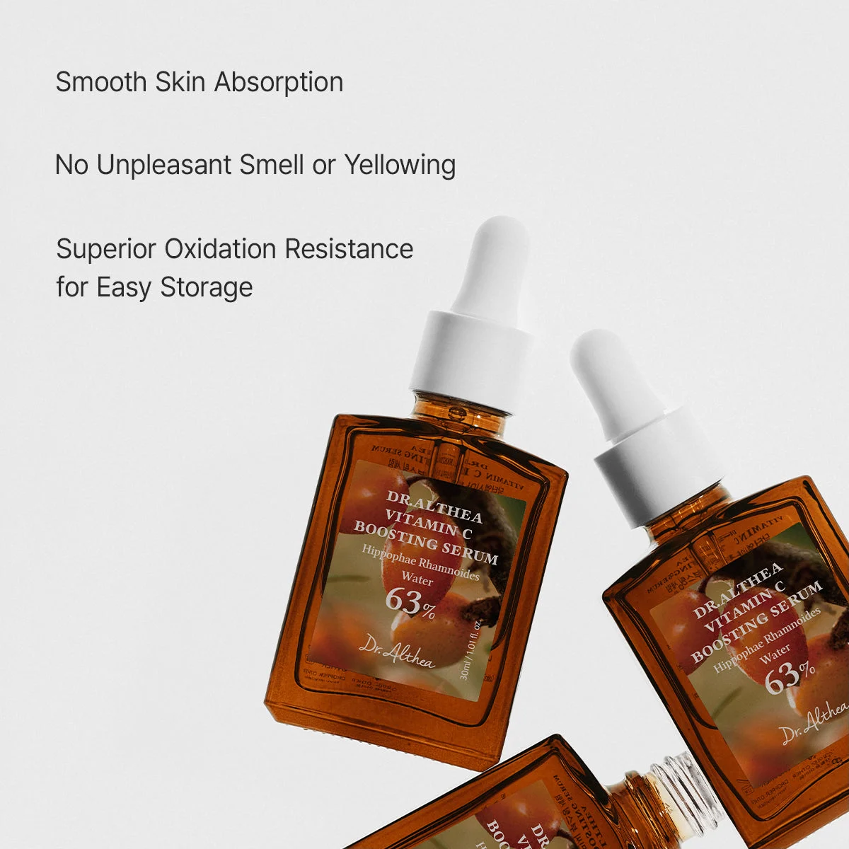 Dr Althea Vitamin C Boosting Serum two bottles with key benefits