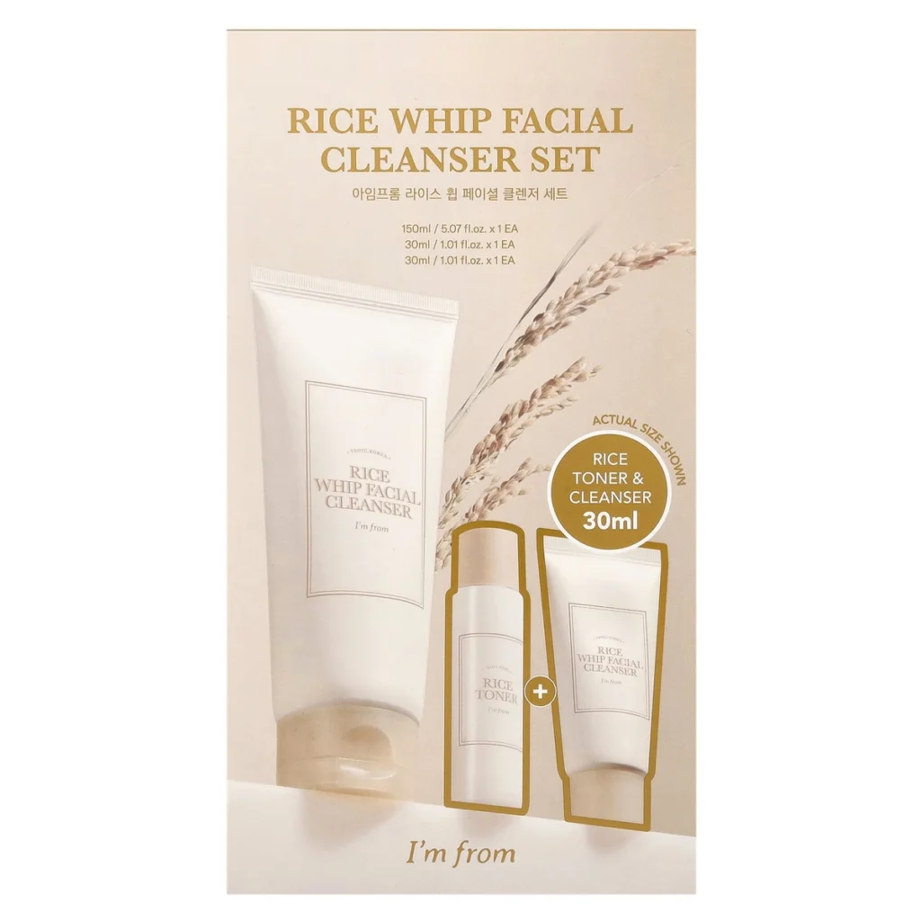 I’m From Rice Whip Facial Cleanser Set official box front with minis