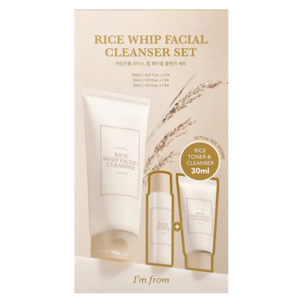I’m From Rice Whip Facial Cleanser Set official box front with minis