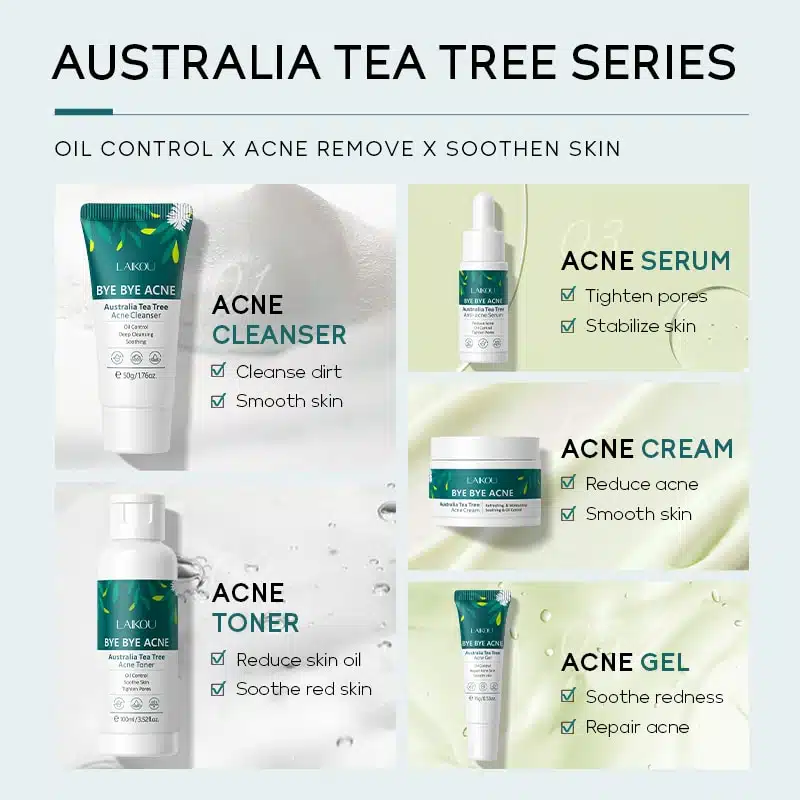 LAIKOU Tea Tree Bye Bye Acne Skincare Set 5pcs image 2