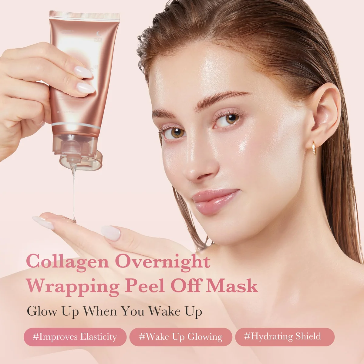 the collagen night wrapping mask gel texture squeezed onto hand