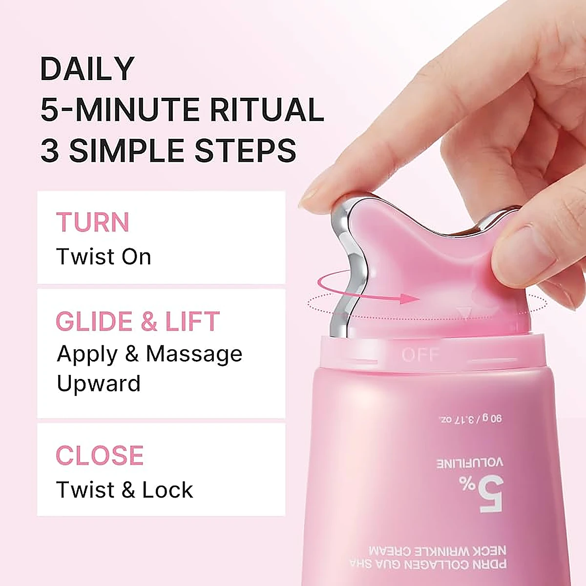 How to use Medicube gua sha neck cream turn glide lock steps