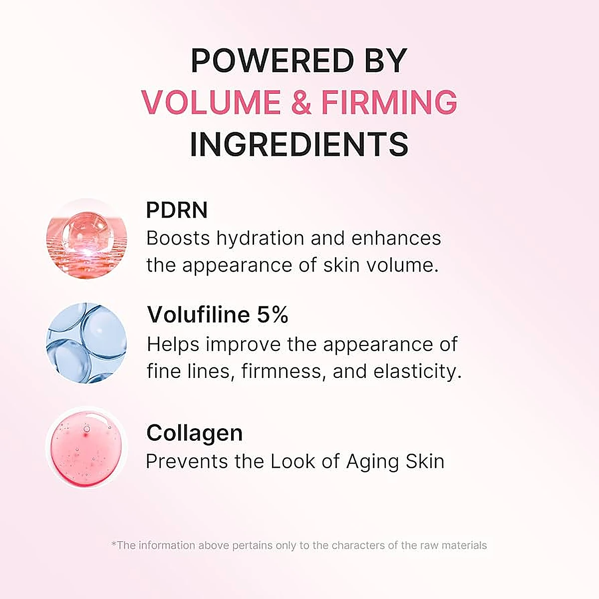 Medicube PDRN Neck Cream key ingredients PDRN Volufiline collagen graphic