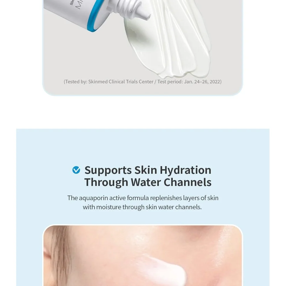 Missha Aqua Sun aquaporin hydration texture and application SPF50+ PA++++ 50ml