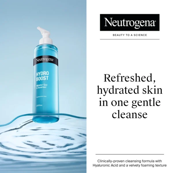 Neutrogena Hydro Boost Water Gel Cleanser refreshed hydrated skin cleanse graphic