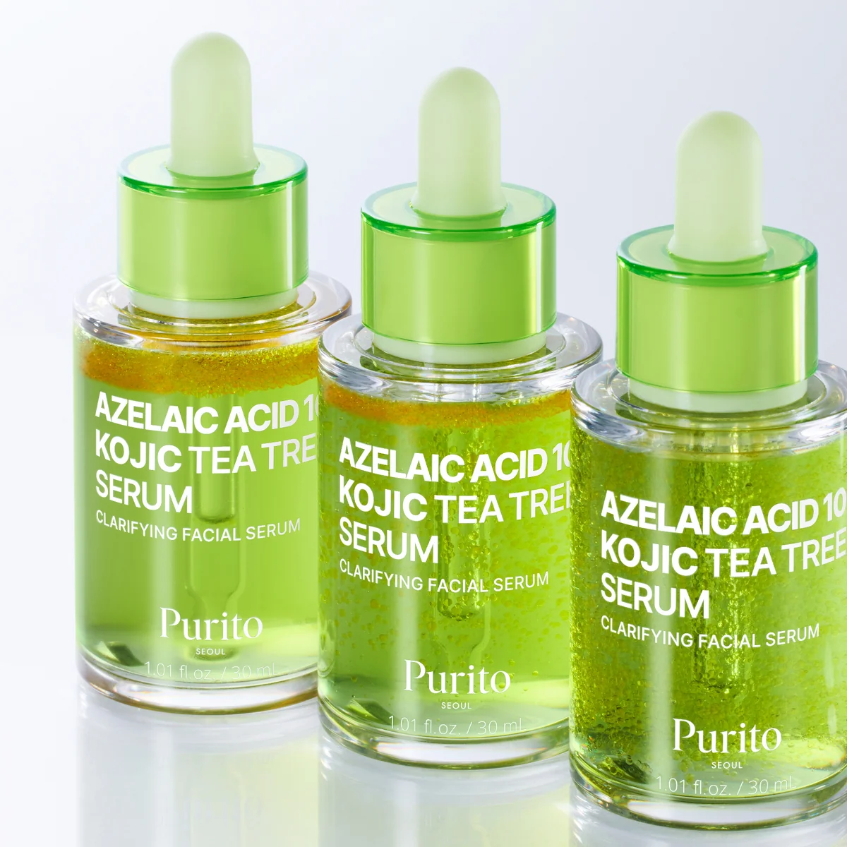 Purito Seoul Azelaic Acid 10 Kojic Tea Tree Serum 30ml three bottles