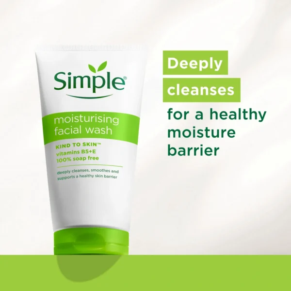 Simple Kind to Skin Moisturising Face Wash deeply cleanses for a healthy moisture barrier