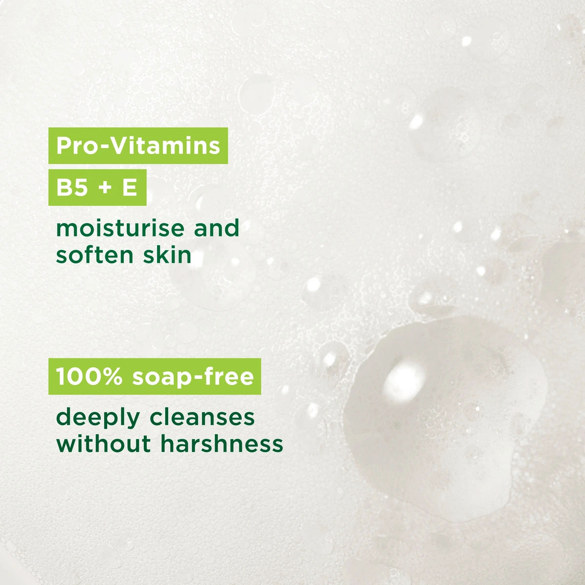Simple Kind to Skin Moisturising Face Wash foam texture with pro-vitamins B5 + E