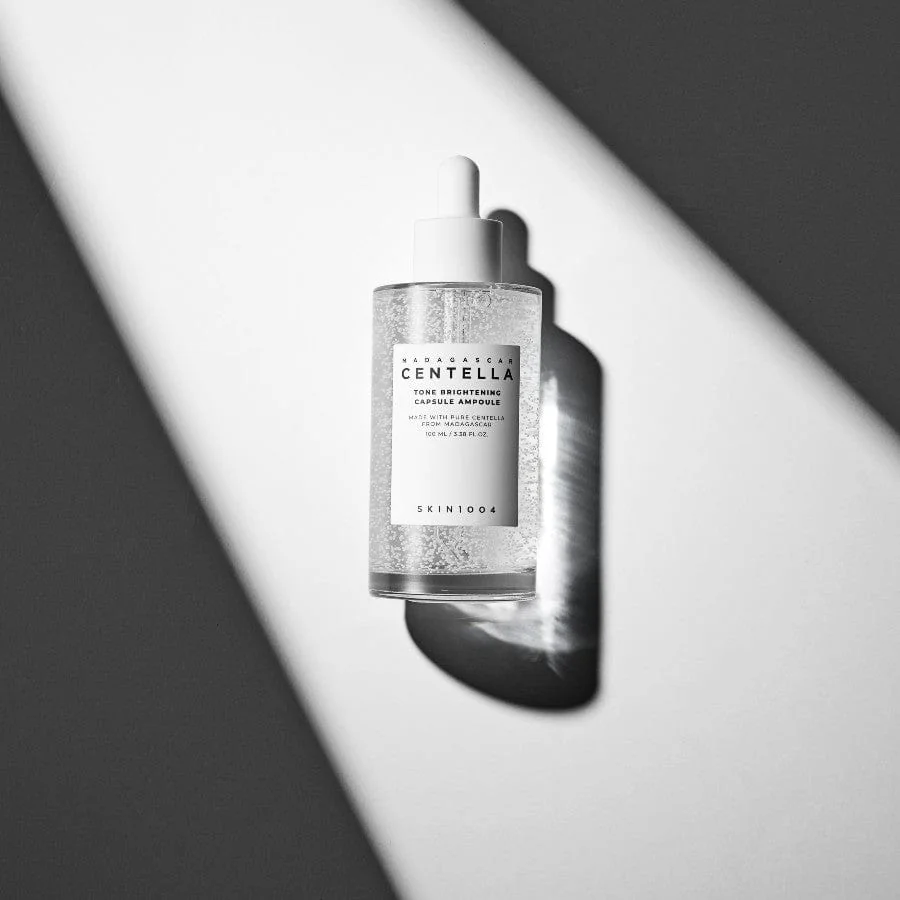 SKIN1004 Centella Tone Brightening Ampoule studio shot showing capsule texture